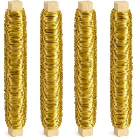 4er-set – Draht – Bindedraht – Pflanzen- Und Blumenbefestigung – Gartenarbeit Und Blumendekoration – Gold – 0,65 Mm X 35 M