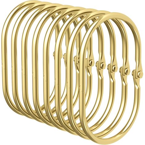 12er-set – Duschvorhangringe – Duschhaken – Geschlossenes, Sturzsicheres Design – Vergoldetes, Rostfreies Metall – Für Standard-duschvorhangstangen – Gold – 3,6 Cm