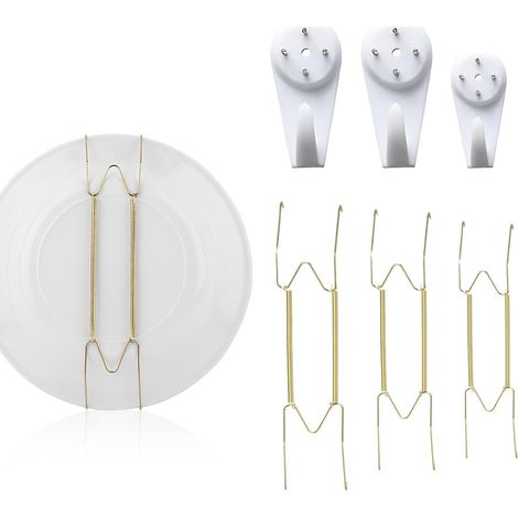 3er-wandtellerhalter Aus Edelstahl – Dekorative Und Künstlerische Präsentation – Für Wohnzimmer Und Küche – Goldfarben – 15 X 20 X 25 Cm