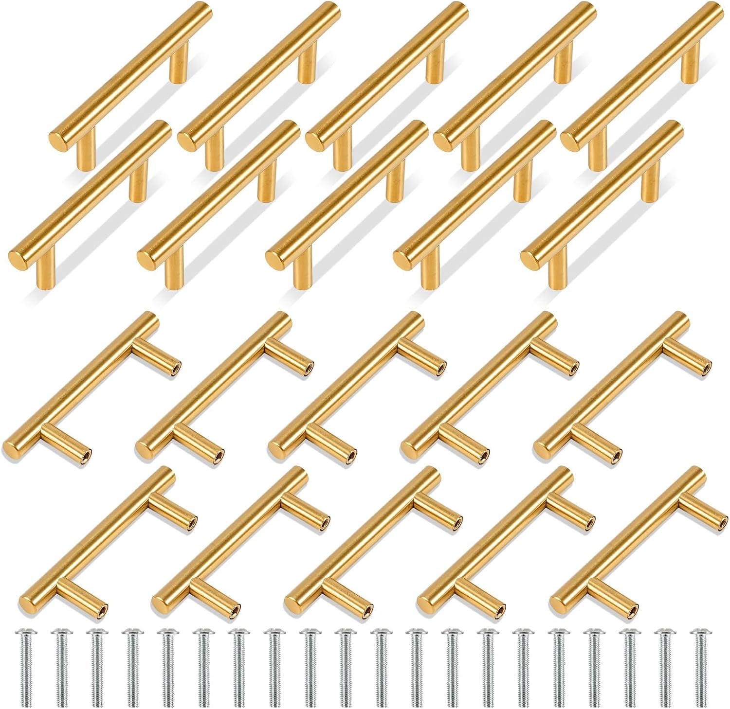 Set Mit 20 Edelstahl-küchenschrankgriffen, Küchenmöbelgriffen, 64 Mm Lochabstand, Goldfarben
