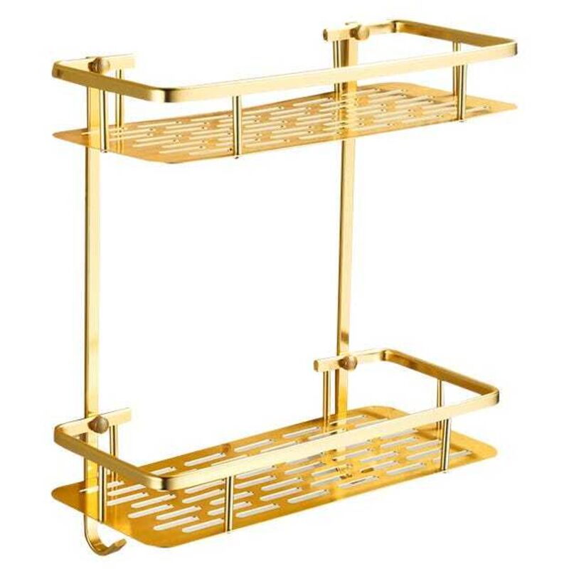 Goldene Duschablage, Badezimmer-wandregal, Duschkorb Aus Metall Ohne Bohren (2 Körbe)