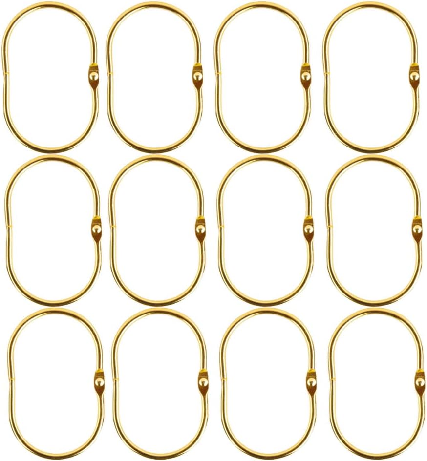 Duschvorhangringe, 12 Duschvorhanghaken, Ovale Duschvorhangringe Zum Aufstecken (gold)