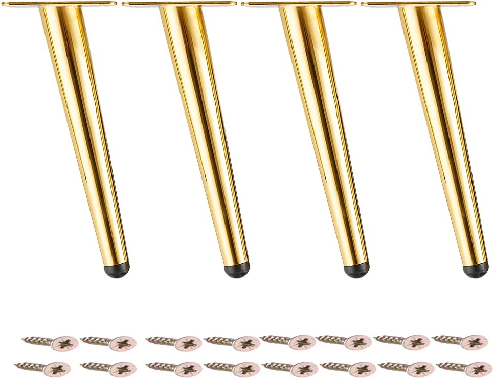Tischbeine Aus Metall, Abgewinkelte Sofabeine Zur Höhenverstellung, Goldfarben, 4er-set, 25 Cm