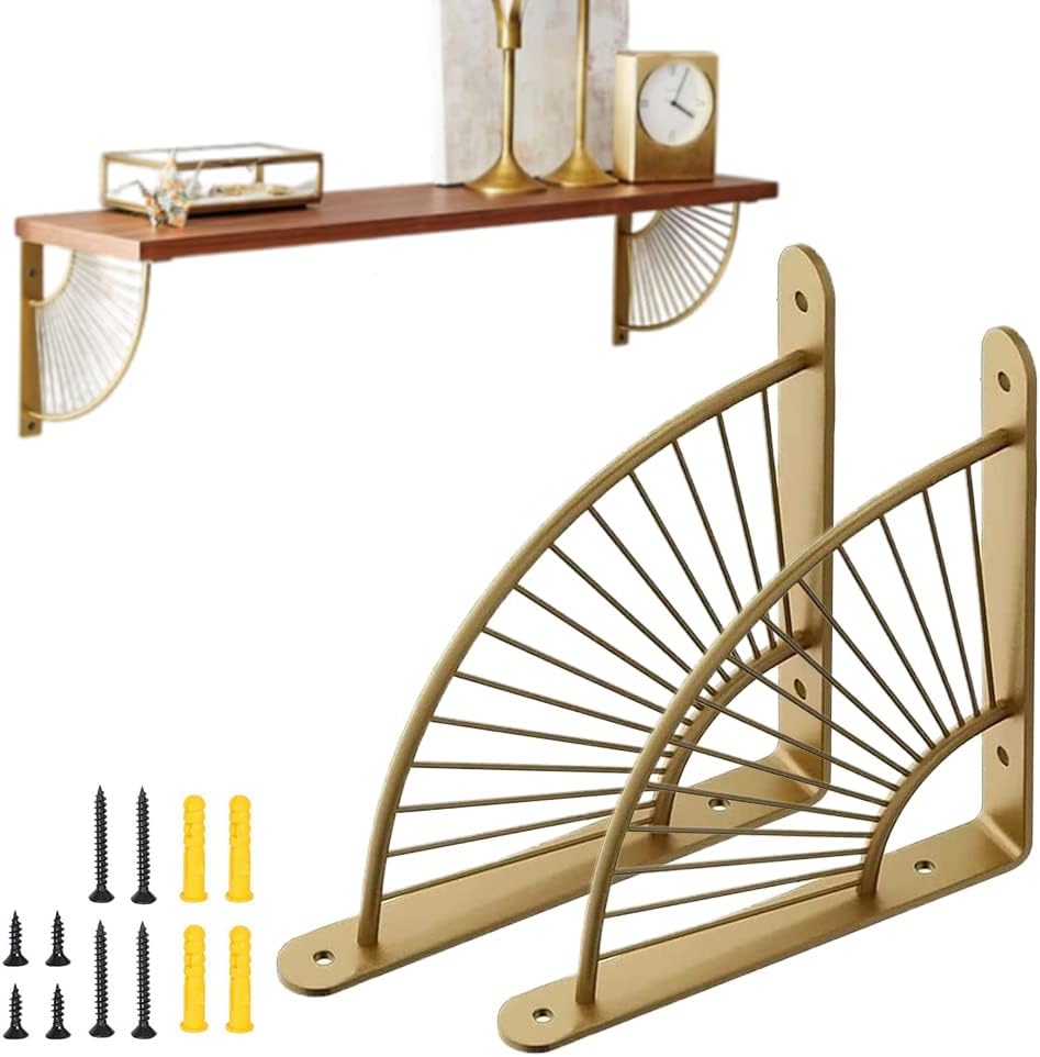 Wandhalterung, Wandregalhalterung, Dreieckige Wandhalterung, Wandhalterung Aus Holz (gold).