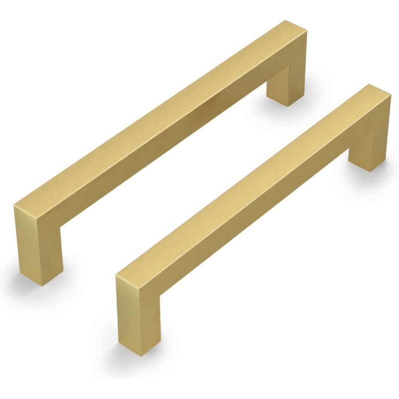 Set Aus 2 Vergoldeten Küchenschrankgriffen, 160 Mm Mittenabstand, Aus Edelstahl