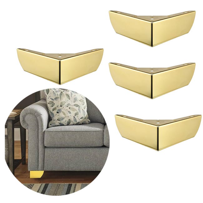 Set Mit 4 Küchenmöbelfüßen (55 Mm) Für Schränke, Betten, Sofas, Tische Und Stühle, Goldfarben