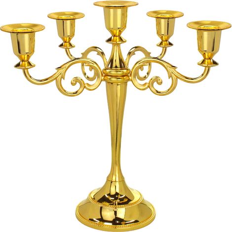 Metallkerzenständer, 5er-set, Geeignet Für Zuhause, Hochzeiten, Veranstaltungen Und Partys/feste, Goldfarben.