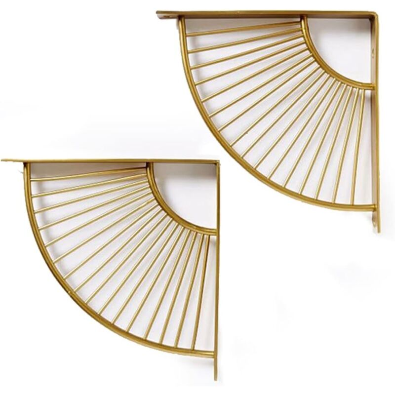 Goldene, Geschwungene Dreieckige Regalhalterung, Set Mit 2 Wandregal-eckhalterungen (15 Cm/5,9 Zoll)