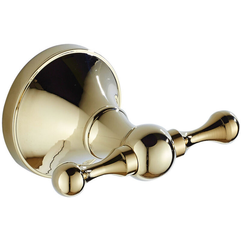Kleiderhaken Aus Messing, Handtuchhalter, Wandmontage, Doppelhaken (gold)