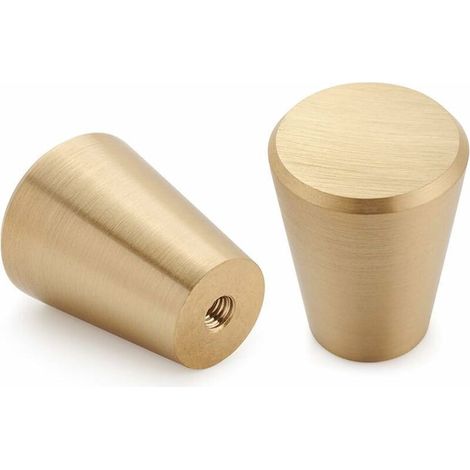 Ulisem Möbelknöpfe Aus Gebürstetem Messing, Goldene Kommodenschubladenknöpfe, Für Schränke, Kommoden, Badezimmer Und Küche, 2er-set (kegel)
