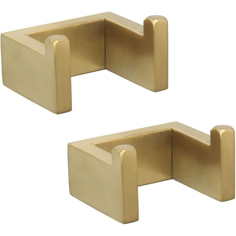 Handtuchhaken, Wandhaken Aus Edelstahl, Quadratischer Wandhaken, 7 X 6,1 X 4 Cm (2 Stück, Gebürstetes Gold)
