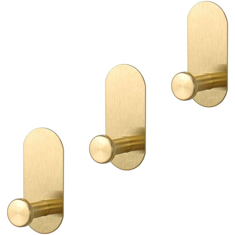 Stark Haftende Handtuchhaken, Wasserdichte Duschhaken Aus Edelstahl (gebürstetes Gold, 3er-set)
