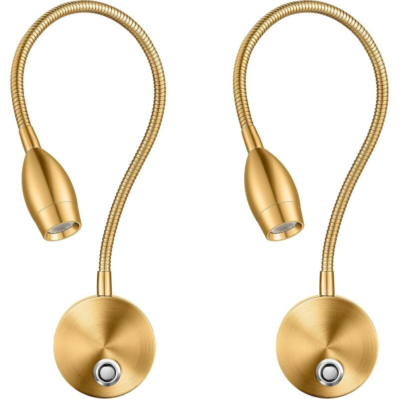 Nachttischlampe, Leselampe Fürs Schlafzimmer, 3w Led, Touch-dimmbar (gold, 2 Stück)