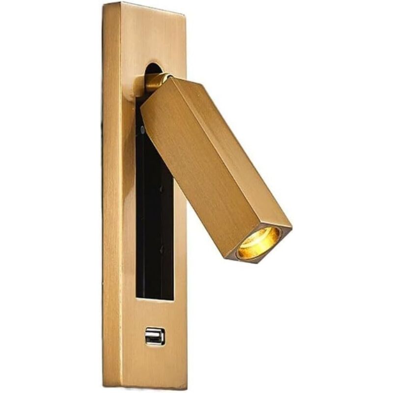 Einbau-led-strahler Mit Richtwirkung, Nachttischlampe Mit Usb-ladeanschluss, Warmweißes Licht 3w (gold)
