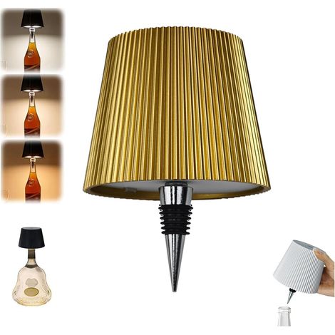 Wiederaufladbare Kabellose Flaschenlampe 2000mah, Moderne Led-touch-tischlampe Für Bar, Restaurant, Accessoires Und Dekorationen (gold)
