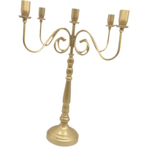 Kerzenständer, Kerzenhalter, Europäischer Zierleuchter Mit Stabilem Fuß, Ideal Zur Dekoration Von Kaminen Bei Hochzeiten Und In Hotels, Goldfarben, 5-flammig