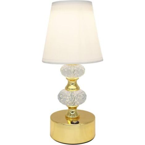 Nachttischlampe, 3w Dimmbare Touch-nachttischlampe, 3000k - 6000k, 2000mah Akku, Sockel Mit Antirutschmatte, Lampenschirm Aus Stoff, Gold [energieklasse A]