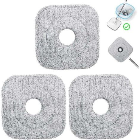 Ulisem 3er-set Ersatz-mikrofaser-wischmoppköpfe, Quadratische Ersatzpads Für Wischmopps, Saugfähig, Maschinenwaschbar, Für Nass- Und Trockenreinigung Geeignet