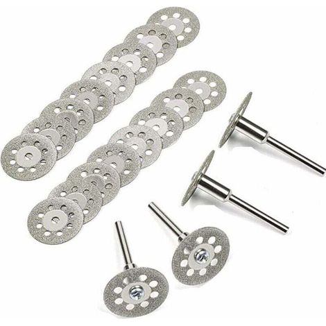 Ulisem Diamanttrennscheiben, 20 Stück 22 Mm Diamant-minitrennscheiben Mit 4 Dornen Und Stangen Für Rotationsscheiben Für Dremel-rotationswerkzeuge, Glas- Und Edelsteintrennscheiben
