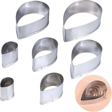 Ulisem 7-teiliges Set Tropfenförmiger Ausstechformen, Mini-3d-fondantformen, Metall, Geeignet Für Kuchen, Zucker, Brot, Kekse, Schokolade, Sandwiches Und Fondant