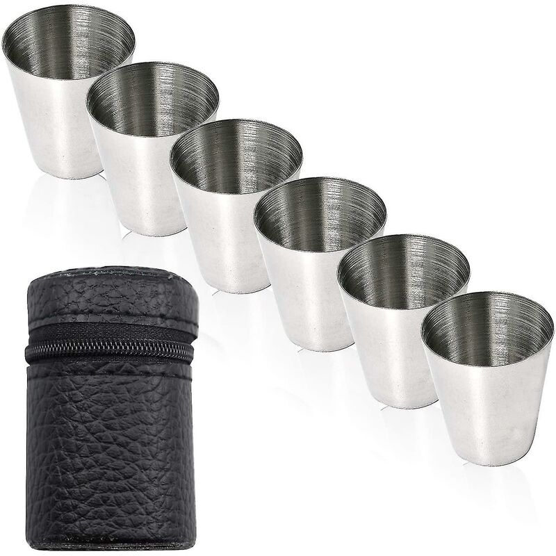 Crea 7-teiliges Edelstahl-trinkbecher-set, Barbecher, Schnapsgläser, Tragbare Weingläser