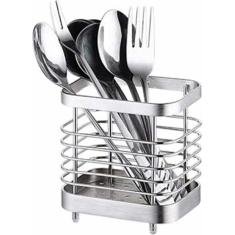 Ulisem Besteckabtropfkorb, Besteckständer, Korbhalter Für Messer, Gabeln, Löffel, Küchenutensilien, Besteckhalter Aus Edelstahl, Silber