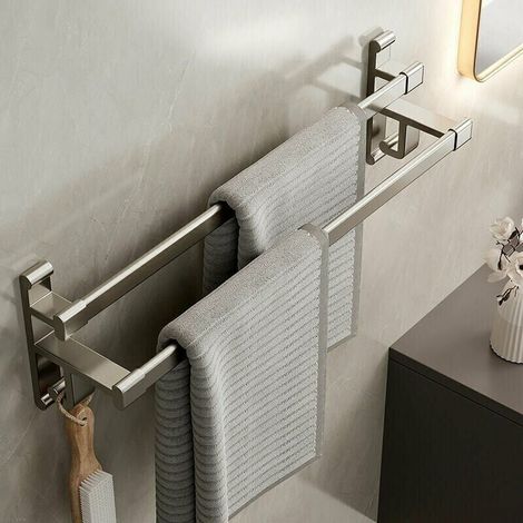 Ulisem – Selbstklebender, Doppelarmiger Handtuchhalter Aus Aluminium – 50 Cm Lang – Korrosionsbeständig – Tragkraft Bis Zu 6 Kg