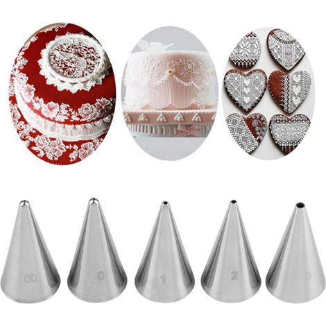Csparcv 5-teiliges Set Aus Edelstahl-spritzbeuteltüllen Und Zubehör Zum Dekorieren Von Kuchen, Keksen, Gebäck, Süßigkeiten, Torten, Cupcakes Und Plätzchen