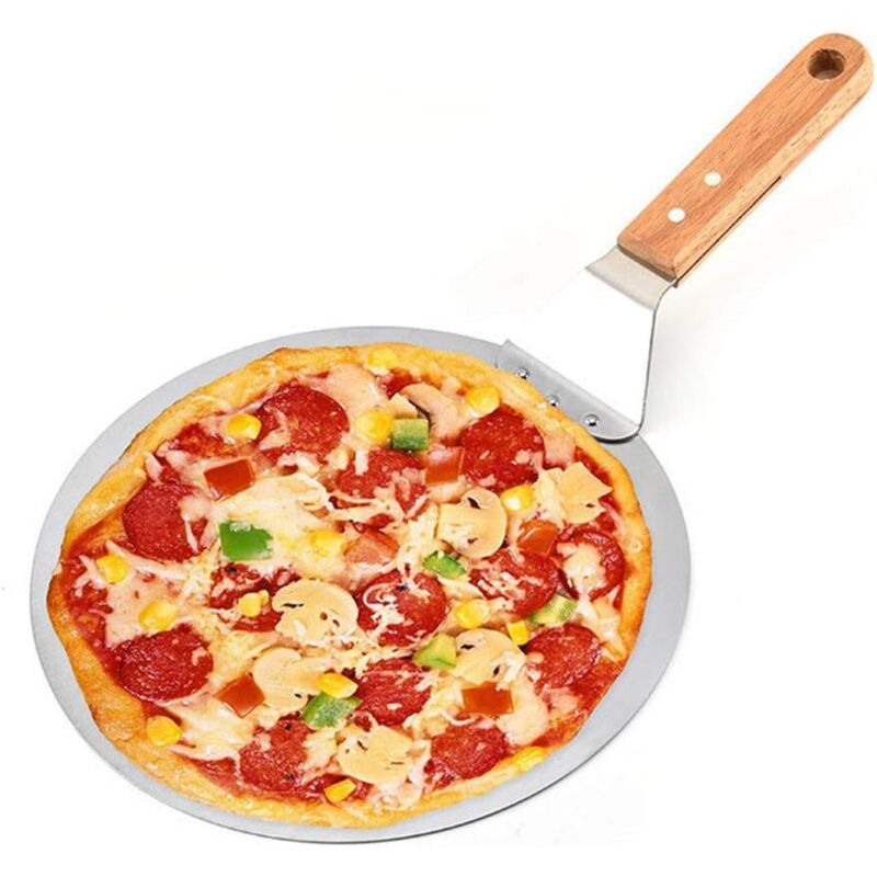 Pizzaschaufel Aus Edelstahl, Runder Tortenheber Mit Holzgriff, Backschaufel, Kochutensilien Für Selbstgemachte Pizza, Brot Und Kuchen – Fei Yu