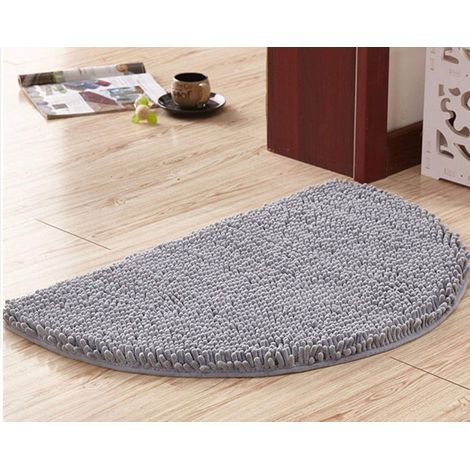 Halbkreisförmige Badematte, Weiche, Saugfähige Chenille-badematte, Rutschfest, Maschinenwaschbar – Grau – 40 X 60 Cm – Fei Yu