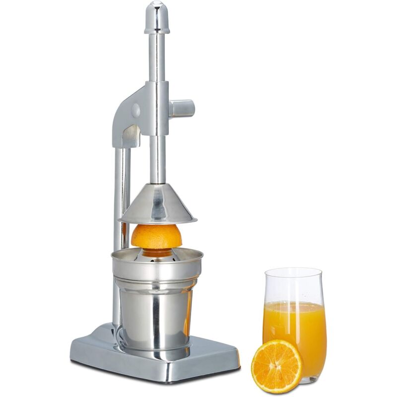 Manuelle Obstpresse Mit Hebel, Orangenpresse, Apfelpresse, Zitronenpresse, Manueller Zentrifugalentsafter, 37 X 12 X 18 Cm, Silber