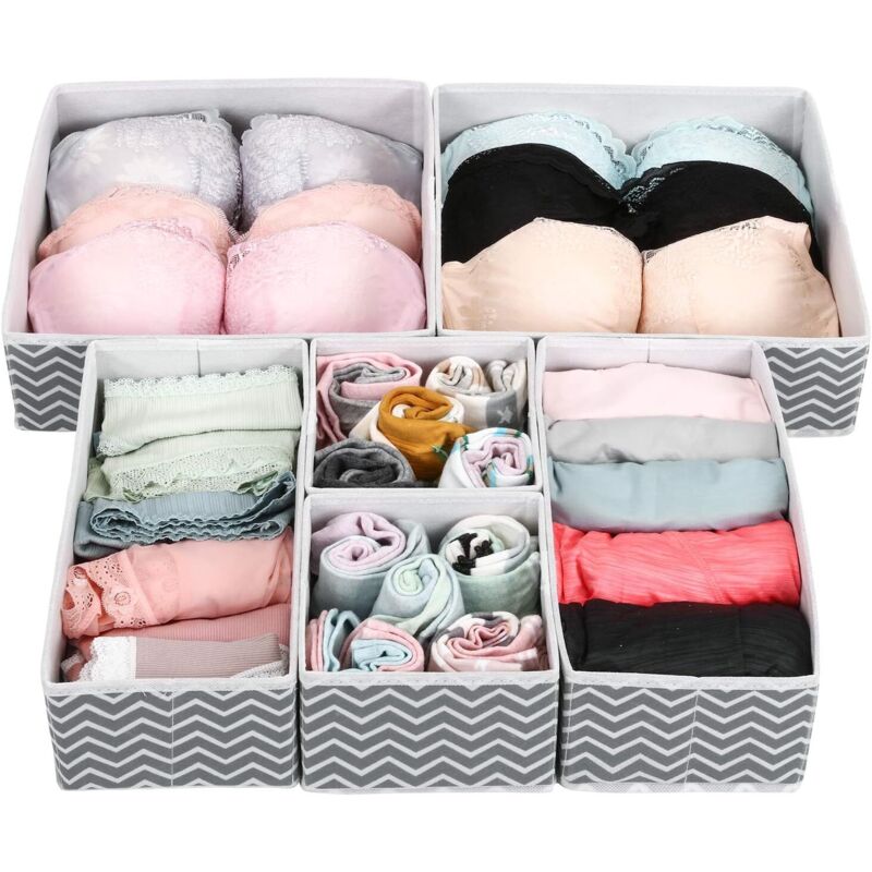 6er-set Schubladenorganizer Für Unterwäsche, Faltbare Aufbewahrungsboxen Für Kleiderschrank Und Schubladen, Aufbewahrungskörbe Für Kinderzimmer, Grau - Fei Yu
