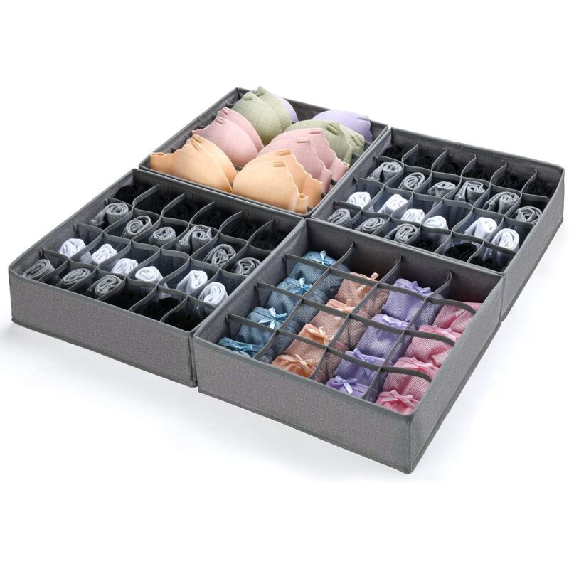 Kleiderschrank-organizer, 4-teiliges Set, Schubladenorganizer Für Unterwäsche, Schubladenorganizer, Faltbare Unterwäsche, Bh, Seidenkrawatte, Schal, Taschentuch, Socken, Kleidungsstück