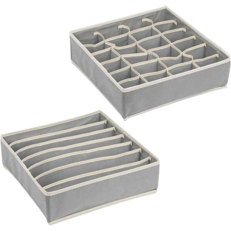 2-teiliger Schubladen-organizer Für Unterwäsche, Faltbare Aufbewahrungsboxen Für Bhs, Socken Und Krawatten, Kleiderschrank-organizer, Vliesstoff, Grau - Fei Yu