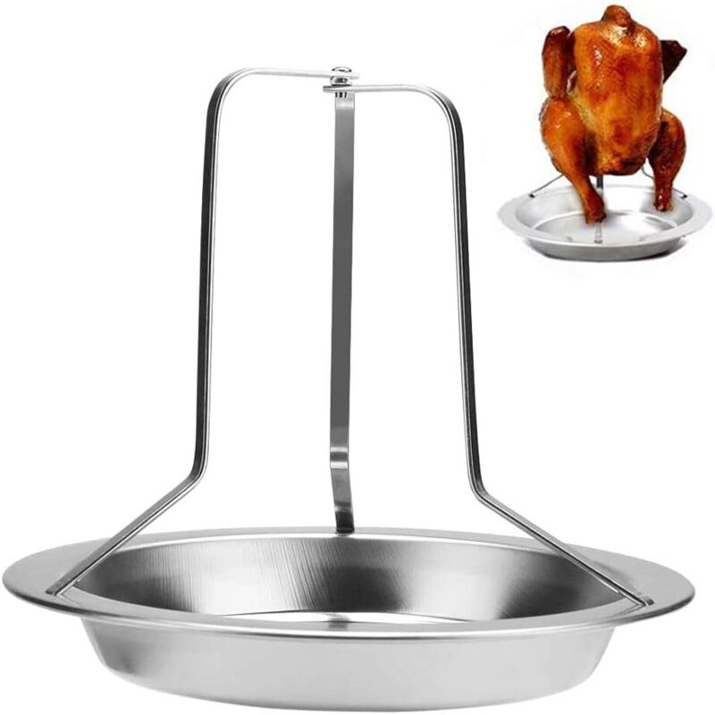 Set Vertikaler Hähnchenspießständer Aus Edelstahl, Im Bierkegel-design, Mit Fettauffangschale Für Den Backofen - Fei Yu