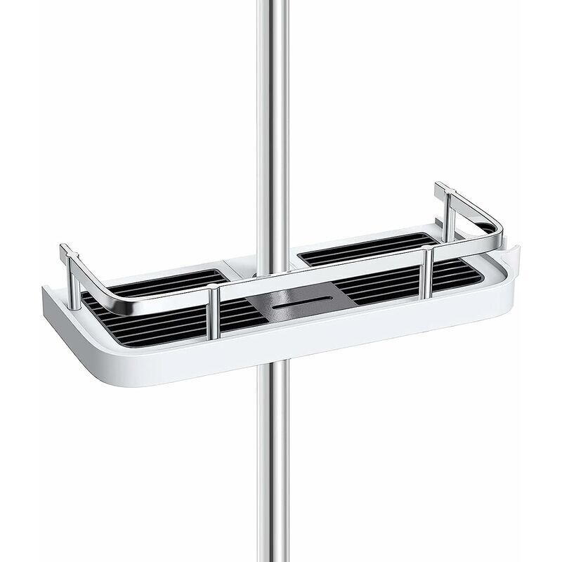 Verstellbare Duschablage, Bohrfreier Organizer Für Shampoo, Seife, Gesichtsreiniger Etc. Passend Für Duschstangen Mit 19 Mm Bis 25 Mm Durchmesser – Rechteckig