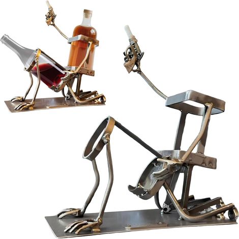 Totenkopfförmiger Weinflaschenhalter - Lustiger Steampunk-weinflaschenhalter - Metallenes Skelettregal Für Whisky Und Bier - Kreativer Halter Für Zuhause, Küche Usw.
