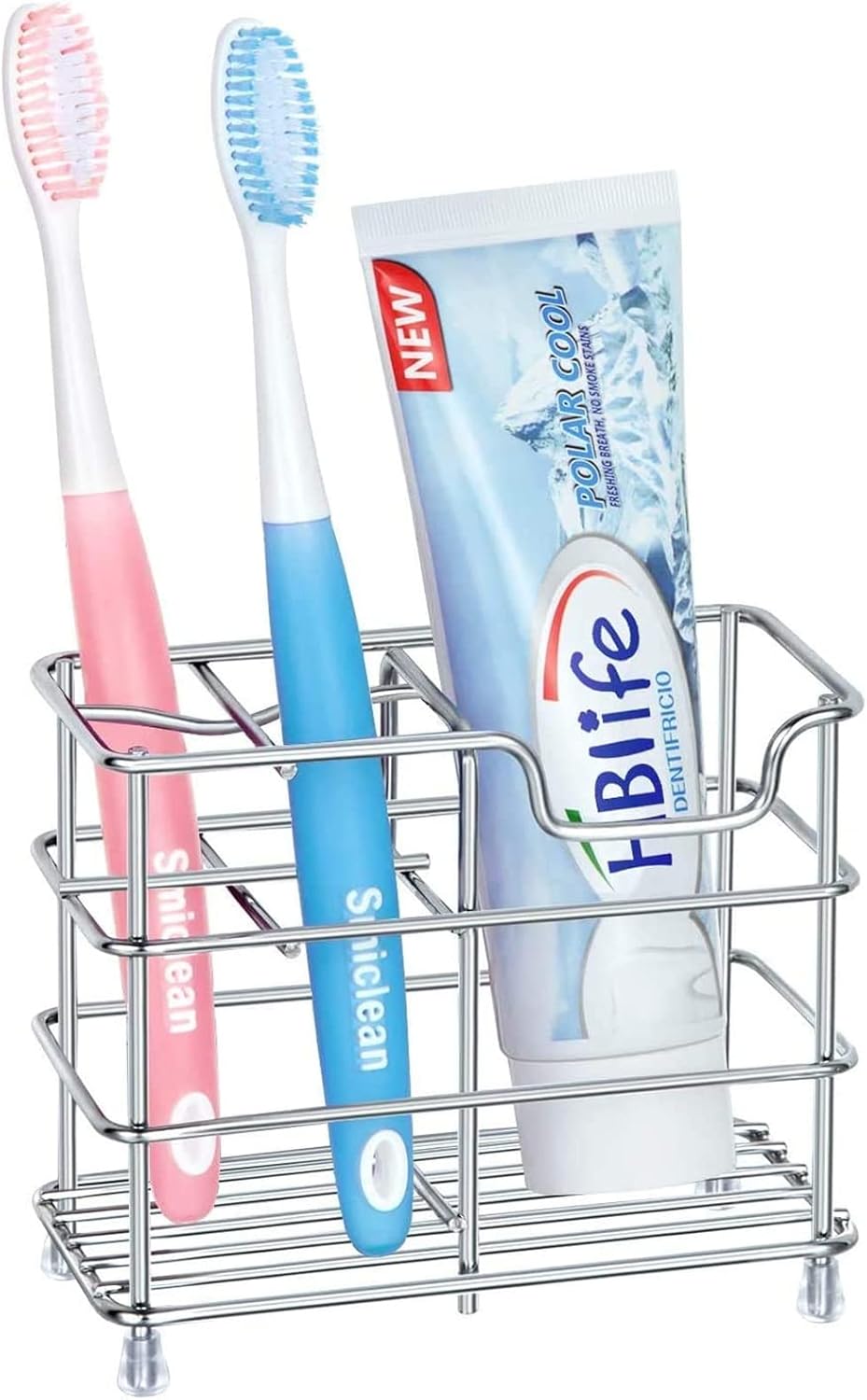 Kleiner Zahnbürstenhalter Fürs Badezimmer, 5-teiliger Badezimmer-accessoire-organizer Aus Silberfarbenem Edelstahl, Geeignet Für Kleine Räume.