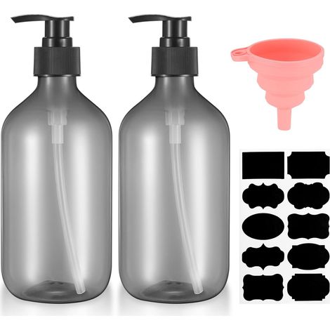 2-teiliger Seifenspender – Pumpflasche – Nachfüllbar 500 Ml – Für Shampoo, Lotion, Duschgel – Grau – 500 Ml