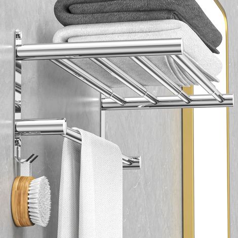 Ausziehbarer, Wandmontierter Handtuchhalter, 2-stufig, Edelstahl, Klebemontage Ohne Bohren, Für Bad Und Küche