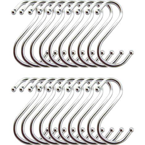 20 S-haken – Edelstahl – Küchenutensilienaufhängung – Bad- Und Gartenorganisation – Silber – 8 X 4 Cm