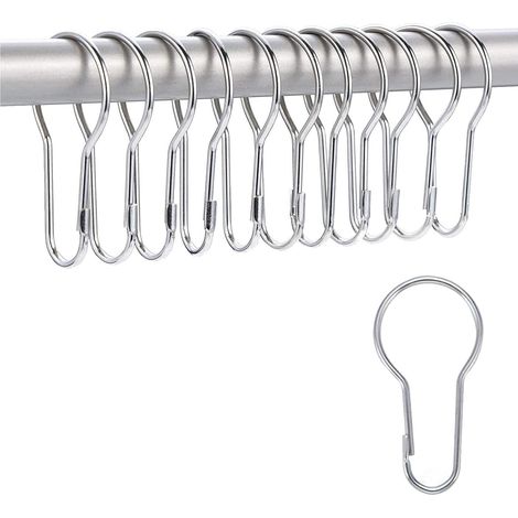12er-set Duschvorhangringe/duschhaken – Leichtgängig – Edelstahl – Bad/küche – Silber – Universalgröße