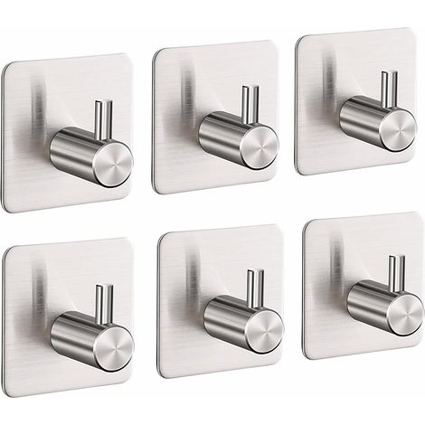 6er-set Wandhaken – Handtuchhaken – Edelstahl, Kein Bohren Erforderlich, Für Bad Und Küche, Silber, 5 X 5 Cm