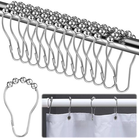 40 Duschvorhangringe – Vorhanghaken – Schiebesystem Aus Edelstahl – Für Badezimmer, Wohnzimmer, Schlafzimmer, Küche – Silber – 7 X 4 Cm
