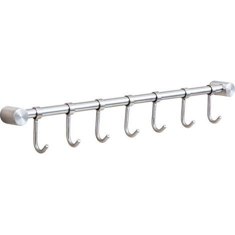 Küchenutensilien- Und Handtuchhalter Aus Edelstahl Mit Abnehmbarer 40 Cm Wandhalterung - 7 Haken, Gebürstete Oberfläche (7 Haken)