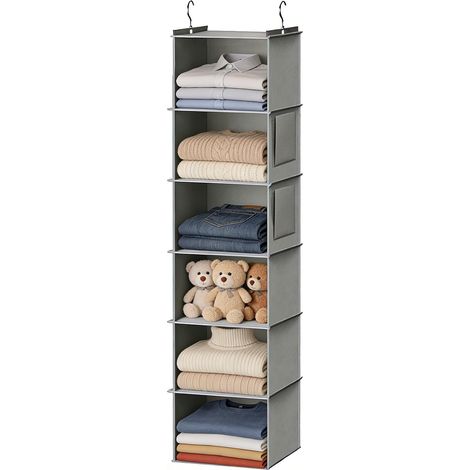 Hängender Organizer Mit 6 Großen Taschen Zur Aufbewahrung Von Kleidung, Faltbar Für Platzsparende Aufbewahrung, Verstärkter Metallhaken Für Kleiderschrank Oder Schlafzimmer