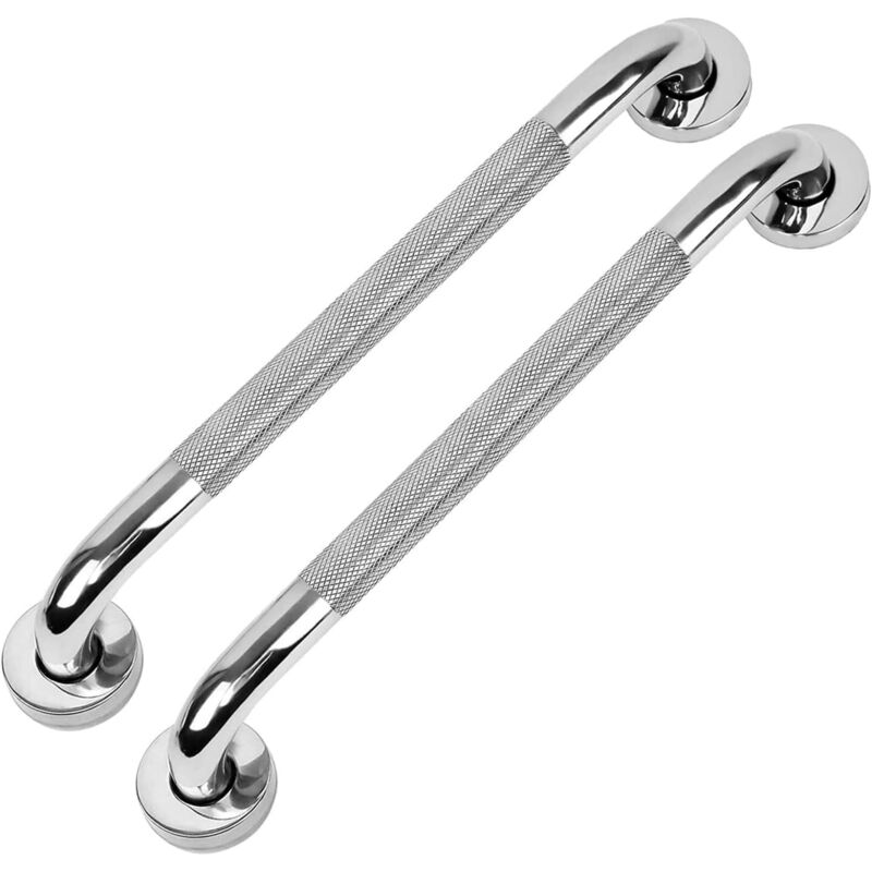 Rutschfester Haltegriff Fürs Badezimmer Mit Gerändeltem Griff (2er-set, 40 Cm, Silber)
