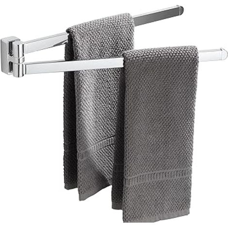 Ablagen – Drehbarer Handtuchhalter Aus Verchromtem Edelstahl Mit 2 Drehbaren Stangen