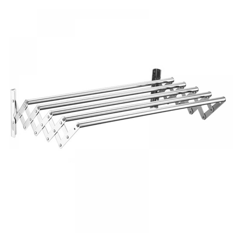 Wandhängender, Faltbarer Wäschetrockner, 5 Stangen, Edelstahl, Ideal Für Waschküche, Balkon, Badezimmer, 43 Cm (silber)