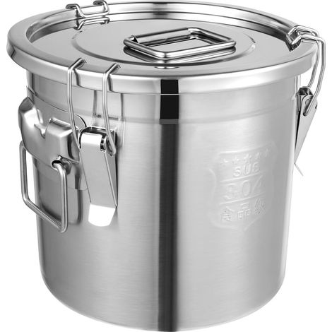 Set Aus 12 Aufbewahrungsbehältern Aus Edelstahl 304 Mit Luftdichten Deckeln (12 Liter) Zur Aufbewahrung Verschiedener Trockener Und Feuchter Lebensmittel. Silber.